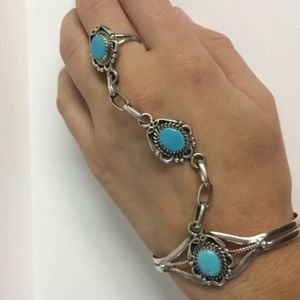 Genuine Sterling Silver & Turquoise Ring to Wrist